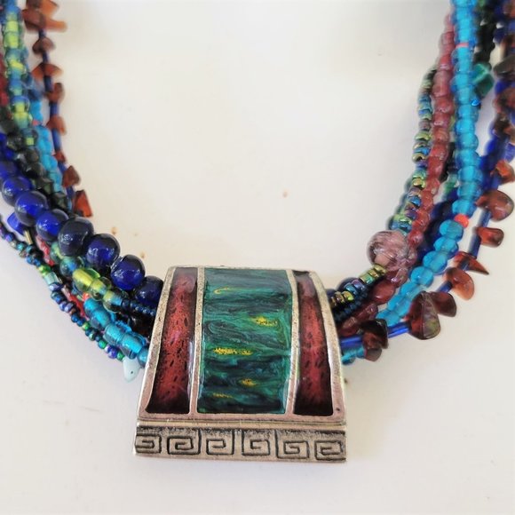 CHICO'S 8 Strand Colorful Beaded Necklace w/ Enhancer - Picture 2 of 5